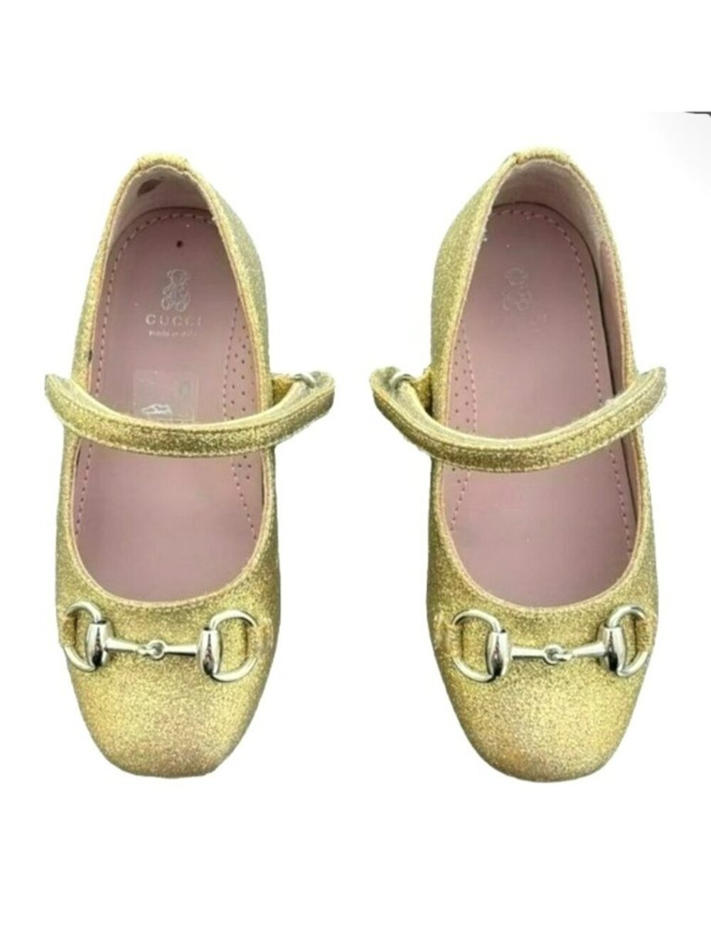 Gucci shoes Kids Glitter Gold Ballet Mary Jane Flats Size 24 US 8